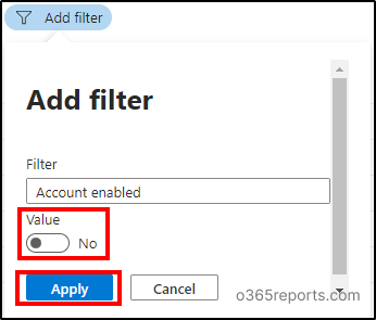 Disabled accounts filter - MS Entra admin center