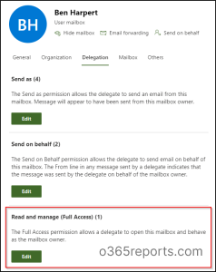 Remove full access mailbox permissions in Exchange Online