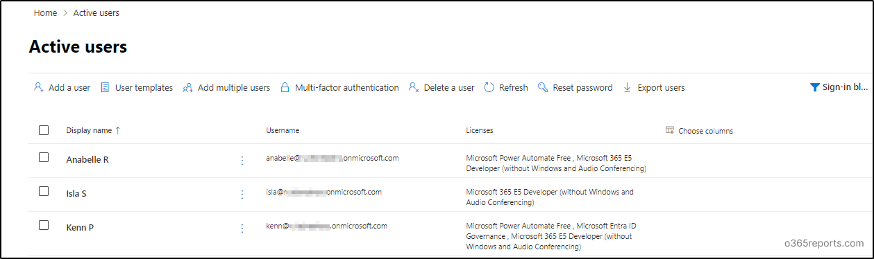 Sign-in disabled users - M365 admin center