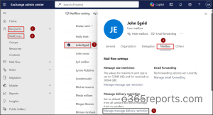configure message delivery restriction exchange online