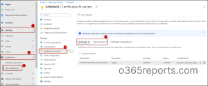 View certificates and client secrets for an app in Entra admin center