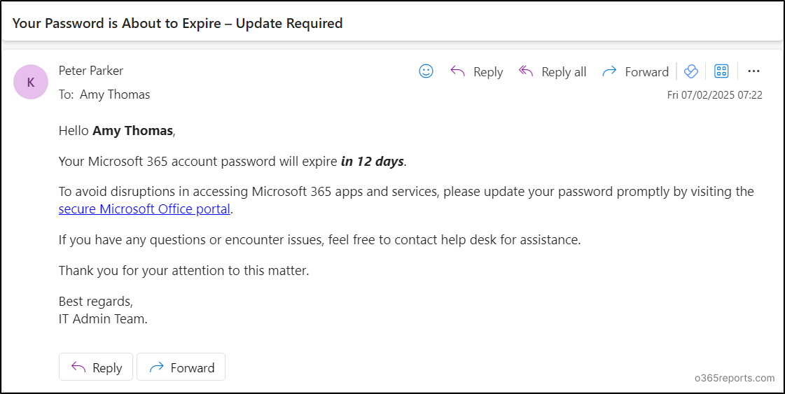 Send Password Expiry Notification in Microsoft 365