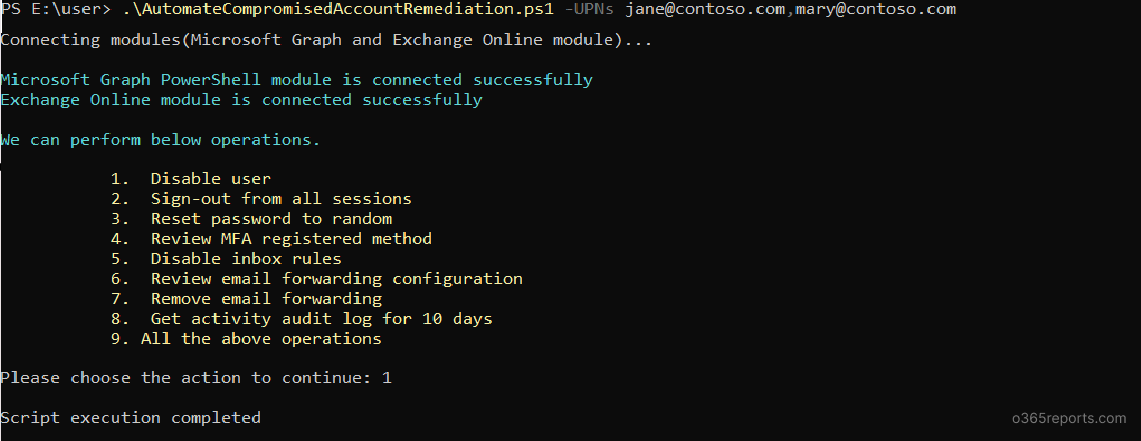 automate compromised account remediation on multiple users