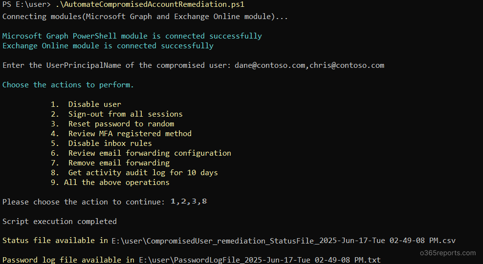 Remediate compromised account using PowerShell