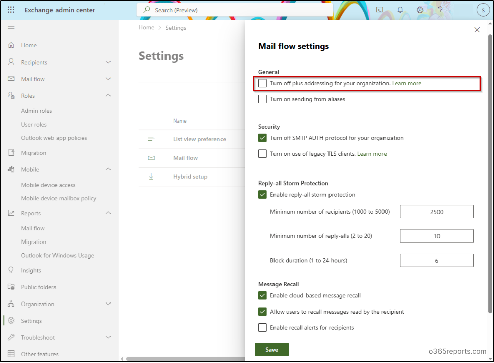Configure Plus Addressing for Unlicensed Admin Alerts