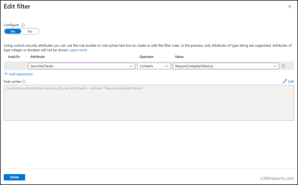 Configure Conditional Access with Custom Security Attributes