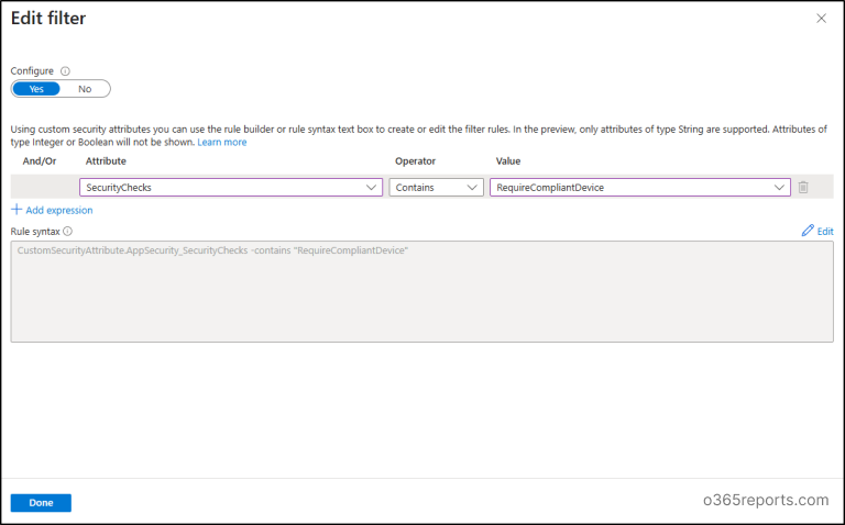 Configure Conditional Access with Custom Security Attributes