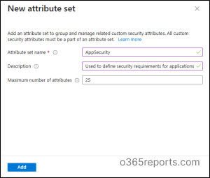 Create New attribute set in Microsoft Entra