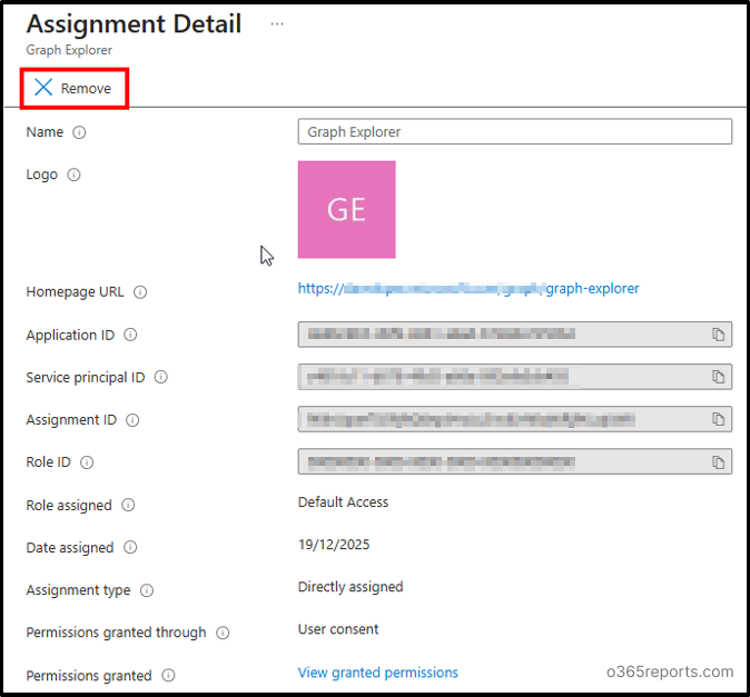 Remove Application - Microsoft Entra admin center