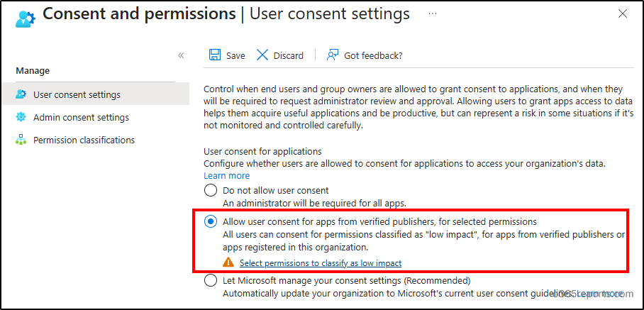 User consent settings