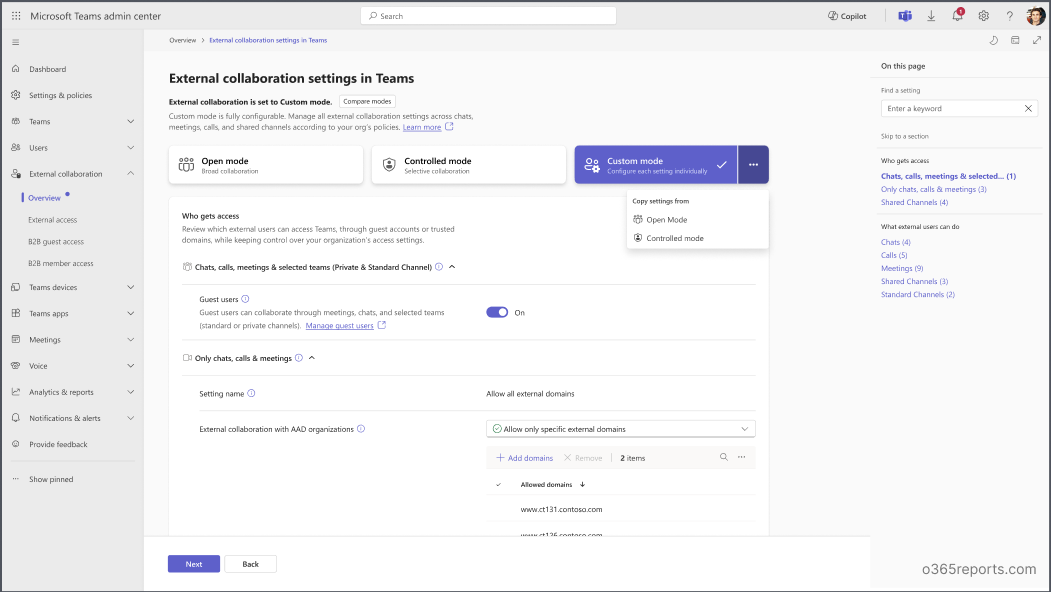 copy mode to custom mode