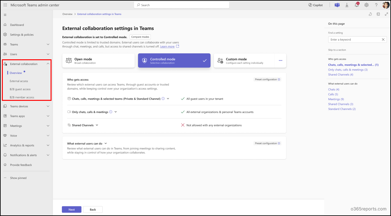 external collaboration settings in Teams admin center
