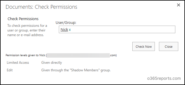 Check Permissions in SharePoint Online