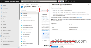 deactivate an application in entra admin center