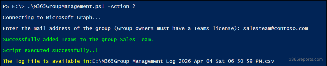 Add Microsoft teams to a Microsoft 365 group
