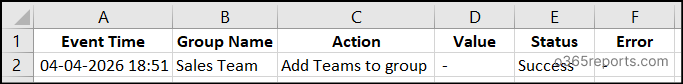 Adding Teams to a M365 group output CSV