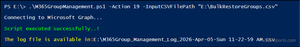 Bulk Restore Microsoft 365 Groups