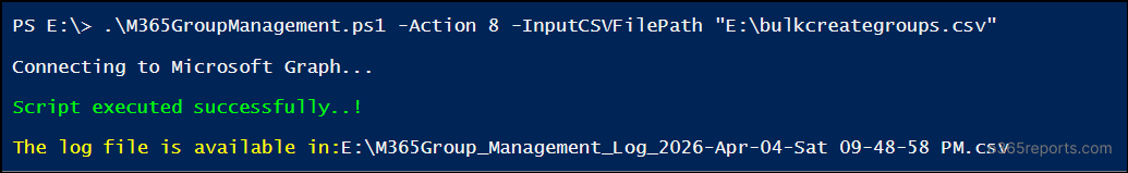 Bulk create Microsoft 365 groups