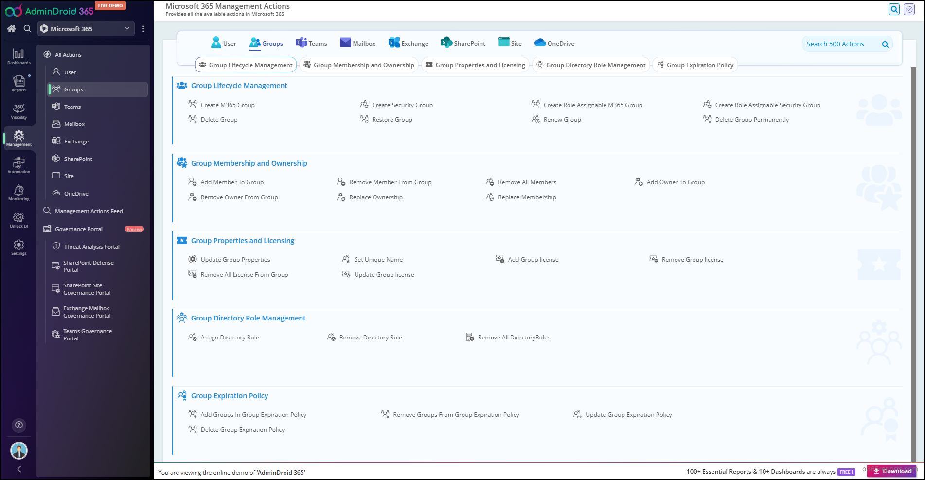 Manage Microsoft 365 groups using AdminDroid