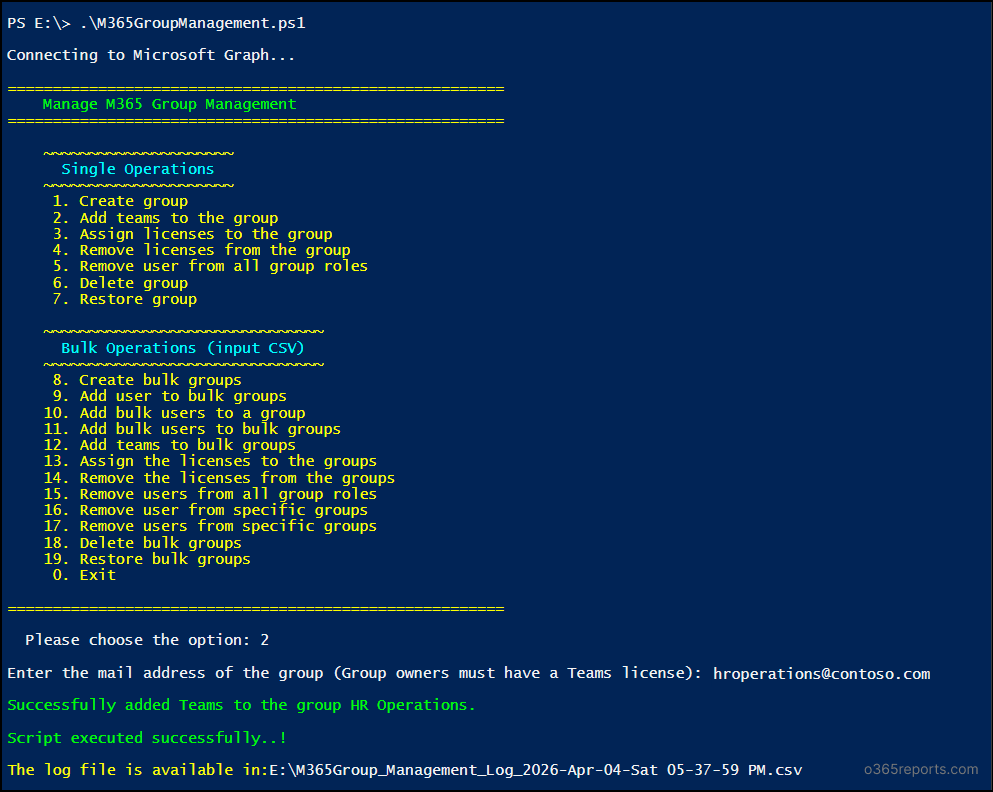 Microsoft 365 group management using powershell