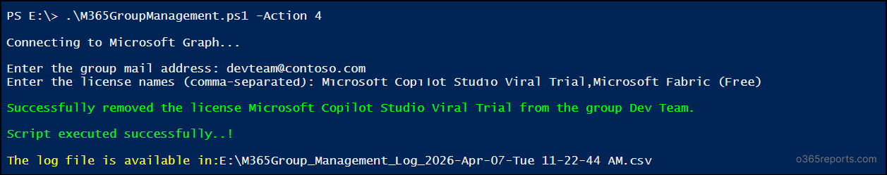 Remove M365 licenses from a Microsoft 365 Group