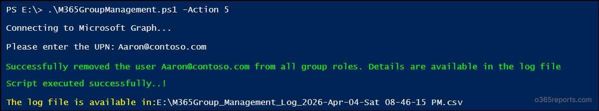 Remove a user from all Microsoft 365 groups