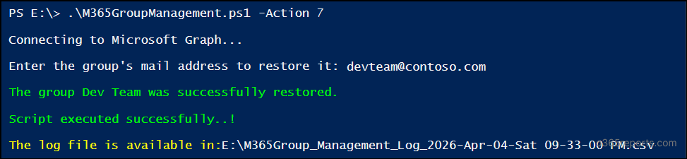 Restore a Microsoft 365 Group
