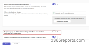 Disable communication with unmanaged Teams accounts 