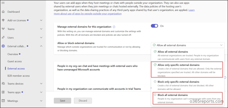 Remove External Chats from Users in Microsoft Teams