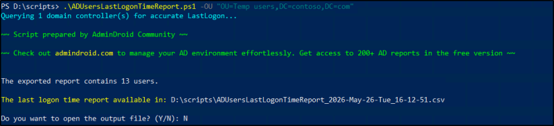 Get Active Directory Users True Last Logon Using PowerShell