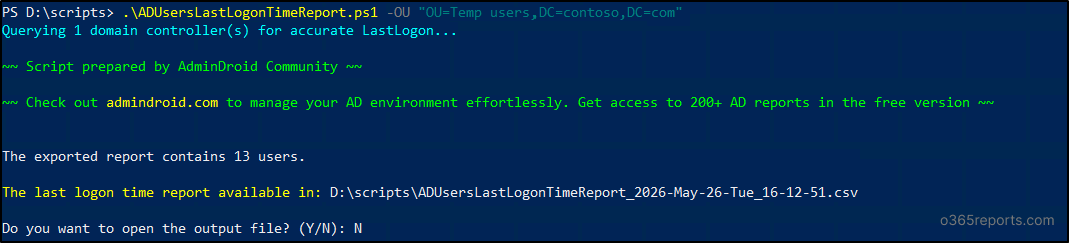 Get Active Directory Users True Last Logon Using PowerShell