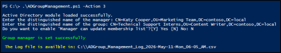 Manage Active Directory Groups Using PowerShell Script