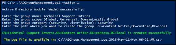 Manage Active Directory Groups Using PowerShell Script