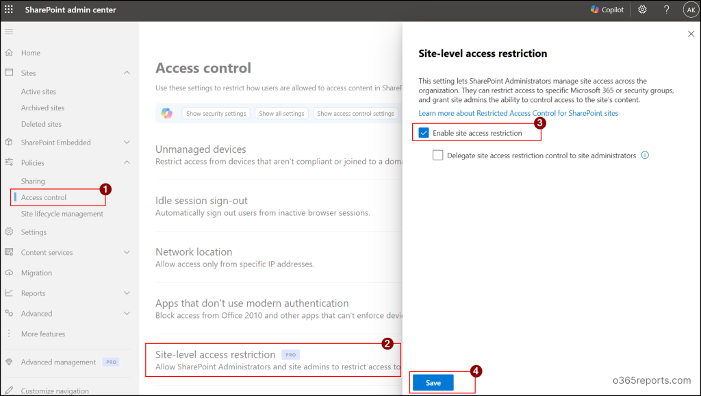 Restricted SharePoint Site Access Control in Microsoft 365