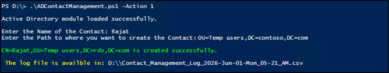 Manage Active Directory Contacts Using PowerShell Script