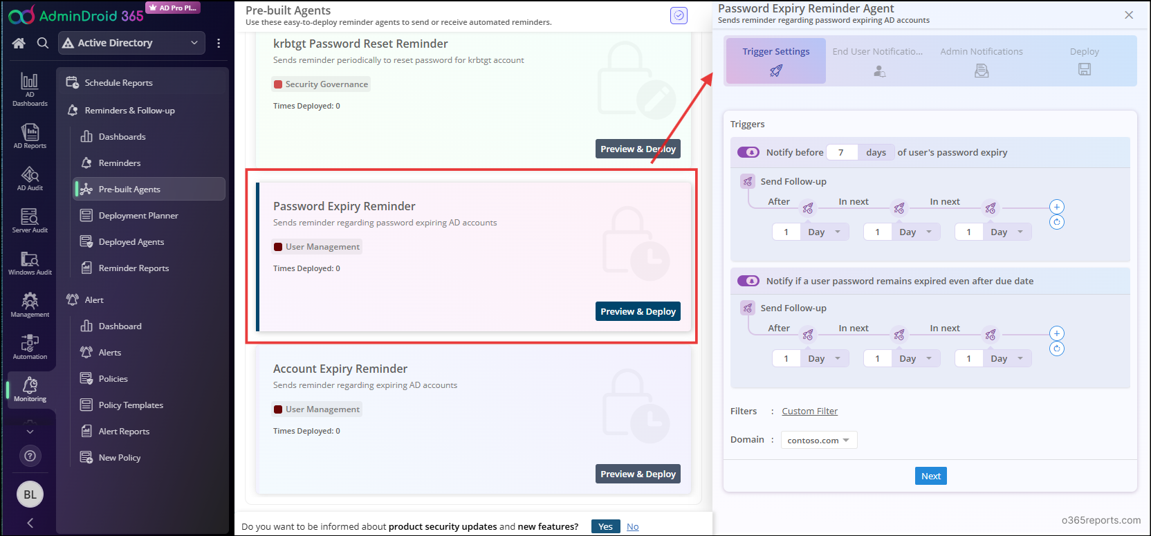 Password Expiry Reminder in AdminDroid
