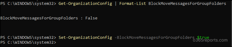 Block Move message capability for Microsoft 365 group mailboxes