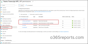 Applications Transcript API Permissions