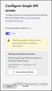 Teams Transcript Speaker Attribution Configuration
