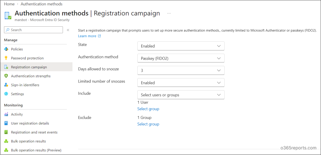 Enable Passkey registration campaign