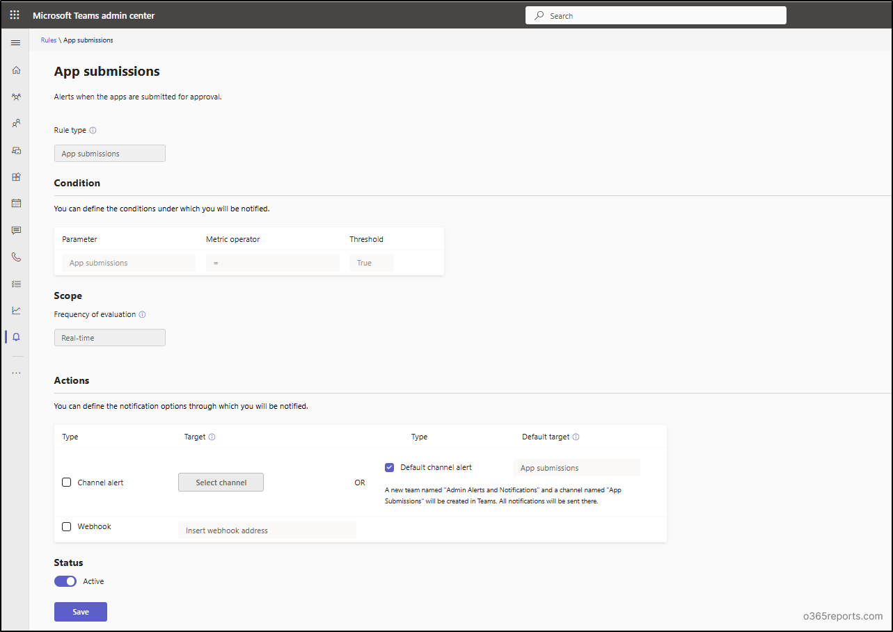 Configure App Submission Alerts in the Teams Admin Center