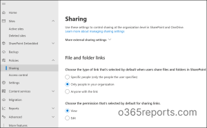 Change Default Sharing Link Type in SharePoint Online